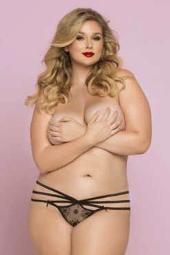 Plus Size Lace Thong With Strappy Detail STM-10763X