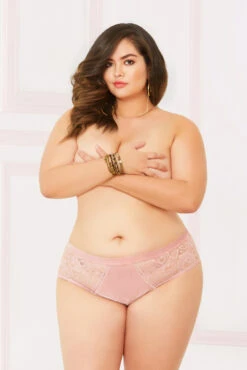 Plus Size Velvet And Lace Panty STM-10911X