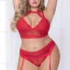 Plus Size Lace And Net Harness Bra Set STM-10926X