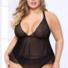 Plus Size Lace And Mesh Camidoll Set STM-10982X
