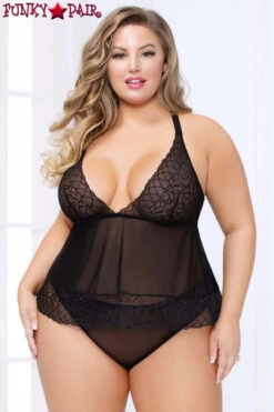Plus Size Lace And Mesh Camidoll Set STM-10982X