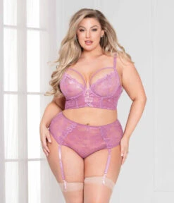 Lace And Mesh Bra Set Plus Size, STM-11065X