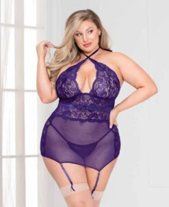 STM-11070X, Dot Mesh Chemise Set