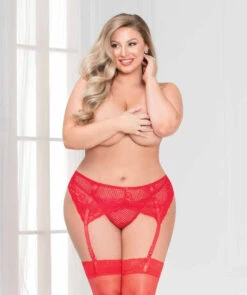 STM-11103X, Plus Size Crochet Lace Garter Belt