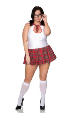 ML-25105Q, Sexy Schoolgirl Costume Plus Size -Plus Size Fits Sales Store 25105Q B20051Q front6 20221209 Musiclegs7233 02442.1694281420