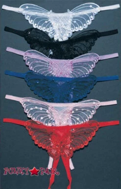 Leg Avenue | LA-2600Q, Plus Size Sheer Butterfly Crotchless Panty