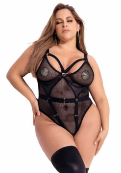 MA2701X, Plus Size Two Piece Net Bodysuit By Mapale