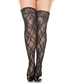 MUSIC LEGS ML-4555Q, Plus Size Floral Lace Thigh Highs