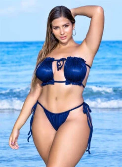 MA6654X, Plus Size Scrunch Ribbed Bikini By Mapale