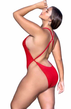 MA6656X, Plus Size Shimmery Bodysuit By Mapale -Plus Size Fits Sales Store 6656X ShimmeryRed Back 48788.1677598617