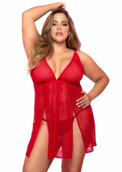 MA7353X, Plus Size Mini Heart Babydoll By Mapale
