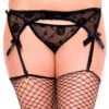 MUSIC LEGS ML-7720Q, Plus Size Floral Mesh Garterbelt