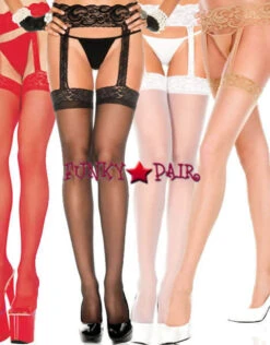 MUSIC LEGS ML-7800Q, Plus Size Lace Top Garter Belt Stocking