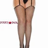 MUSIC LEGS ML-7832Q, Plus Size Mini Diamond Net Garterbelt Stocking