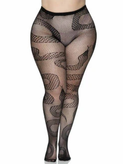 LA-8143X, Plus Size Snake Net Tights By Leg Avenue