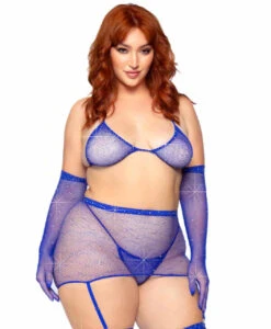 LA81617X, Rhinestones Fishnet Garter Skirt Set -Plus Size Fits Sales Store 81617x RB 74826.1709342554