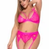 MA8221X, Plus Size Bra, Thong And Garterbelt Set