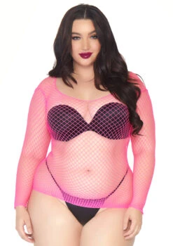 Plus Size Spandex Long Sleeved Net Shirt Leg Avenue LA8278X