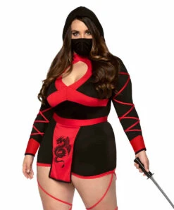 LA-85401X, Plus Size Dragon Ninja Costume By Leg Avenue