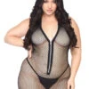 Plus Size Fishnet Zip Up Mini Dress Leg Avenue LA86086X