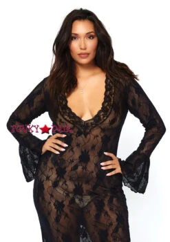 Leg Avenue | LA-86092Q, Deep-V Bell Sleeve Long Dress