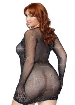 LA86124X, Plus Size Rhinestone Gloved Mini Dress By Leg Avenue -Plus Size Fits Sales Store 86124X B 10984.1669054926