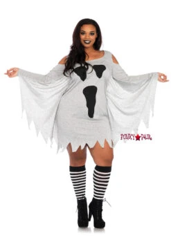 LEG AVENUE 86680X, Jersey Ghost Dress -Plus Size Fits Sales Store 86680X 01 025 37797.1601396776