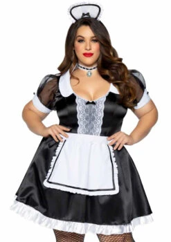 LA-86922X, Plus Size Classic French Maid Costume By Leg Avenue