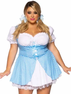 LA86988X, Plus Size Split Skirt Gingham Dress By Leg Avenue