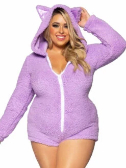 LA86999X, Plus Size Cuttle Cat Romper By Leg Avenue