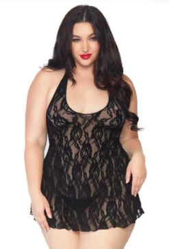 Plus Size Halter Rose Lace Dress Leg Avenue LA-8718Q