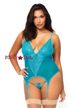 Leg Avenue | LA-89162X, Mesh And Lace Cami Garter Set -Plus Size Fits Sales Store 89162X 01 055 61941.1521609826