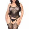 LA89175X, Plus Size Seamless Jacquard BodyStocking By Leg Avenue