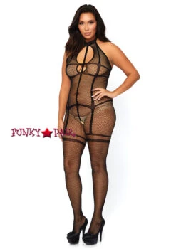 Leg Avenue | LA-89226Q, Fishnet Halter Bodystocking -Plus Size Fits Sales Store 89226Q 01 001 48117.1521609777