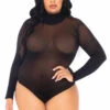 LA89228X, Plus Size Opaque High Neck Bodysuit By Leg Avenue