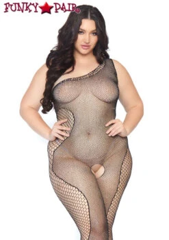 Leg Avenue | LA89240X, Crystalized Fishnet Asymmetrical Bodystocking