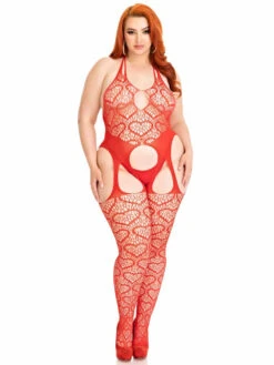 LA89306X, Plus Size Heart Net Suspender Bodystocking -Plus Size Fits Sales Store 89306X 03 003 96634.1700401436