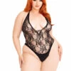 LA89332X, Plus Size Floral Lace-Up Teddy