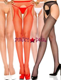 MUSIC LEGS ML-903Q, Plus Size Fishnet Suspender Pantyhose