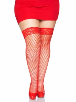 LA-9201X, Industrial Net Thigh Highs With Stay Up Silicone Lace Top By Leg Avenue