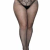 LA-9282X, Plus Size French Fishnets With Faux Lace Up By Leg Avenue