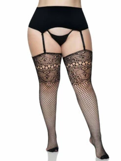 LA-9901X, Plus Size Fishnet Backseam Stocking By Leg Avenue