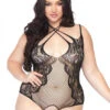 Leg Avenue Plus Size Net And Lace Crotchless Teddy LA81551X