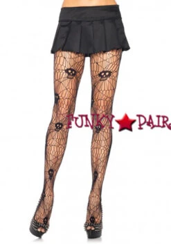 9935Q, Plus Size Scary Skull Web Pantyhose