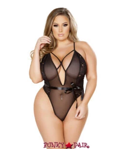 Roma R-LI217Q, Criss Cross Tedddy With Bow Accent -Plus Size Fits Sales Store LI217Q Black 52393.1653410499