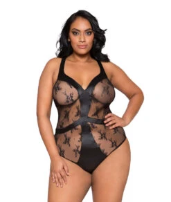 Roma LI259X, Satin And Lace Contrast Bodysuit