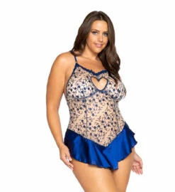 Roma R-LI346X, Plus Size Floral Embroidery Teddy