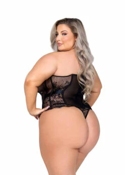 Roma R-LI556Q, Plus Size Fantasy Eyelash Lace Bustier Set -Plus Size Fits Sales Store LI556Q Blk Back 05763.1678290665