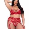 Roma R-LI637Q, Plus Size Metallic Embroidered Bow Garter Set